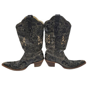 Corral Vintage Black Distressed Lizard Western Boots Style 2108 Size 9.5M Women.